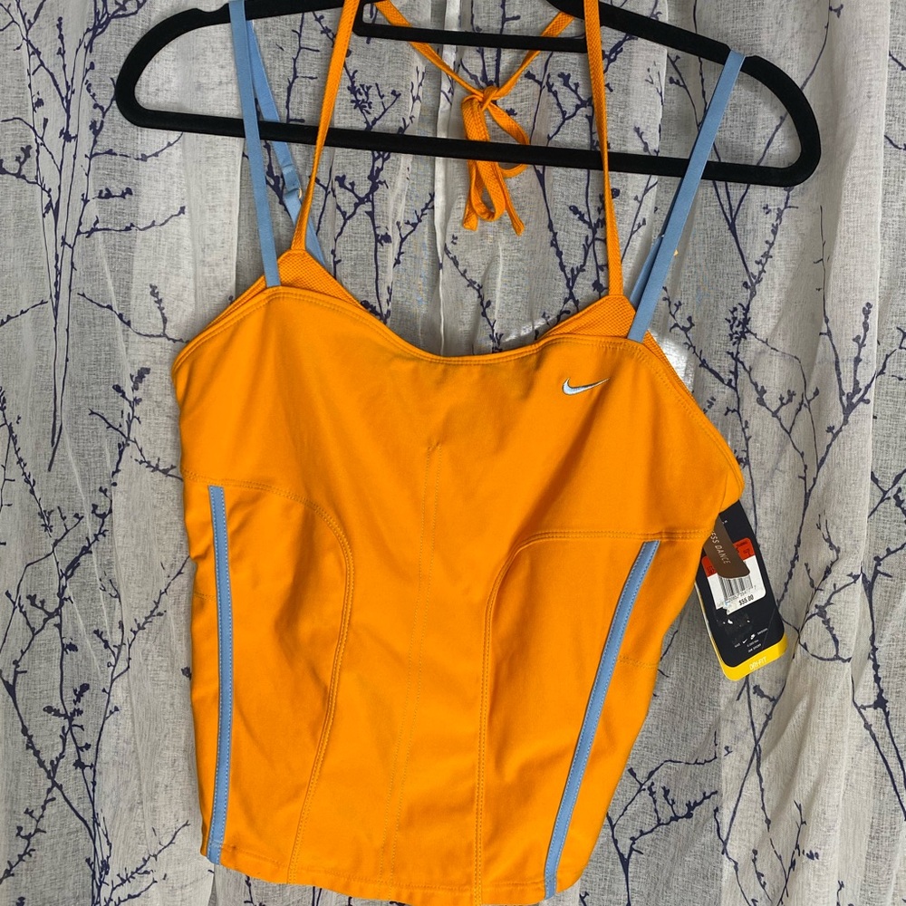Nike Women's Orange and Blue Top